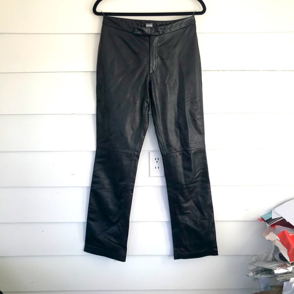 for Joseph Black Real Leather Pants -6 - Picture 1 of 5